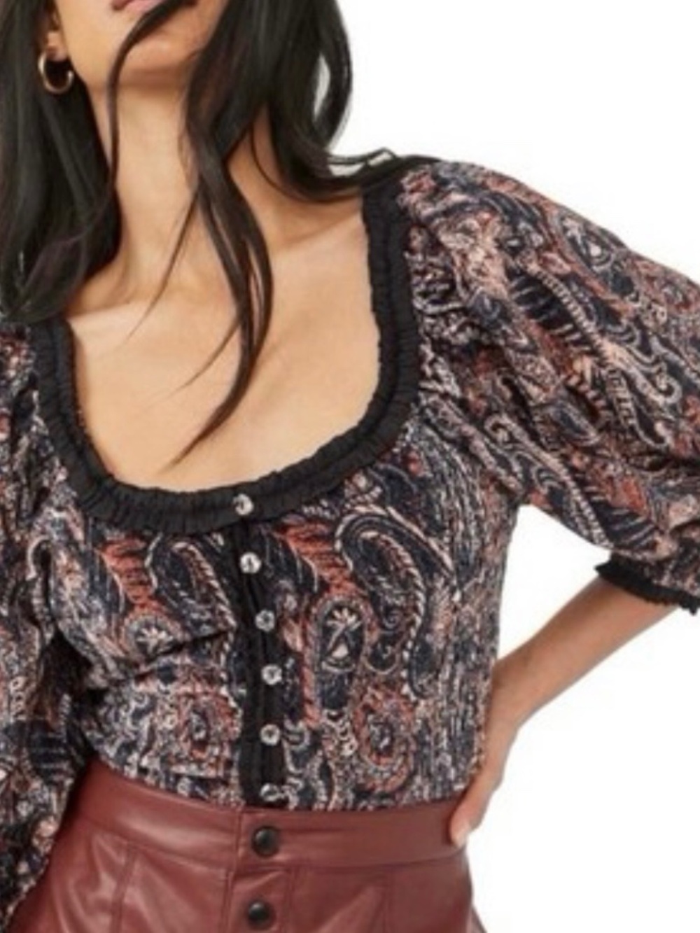 Free People: Dare Me Velvet Blouse